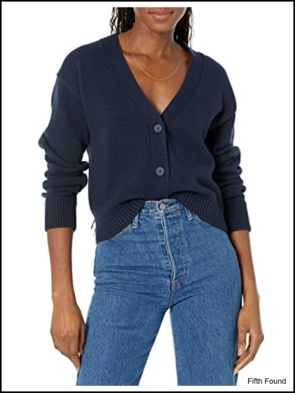 100% Cotton Relaxed Fit V-Neck Button Front Cropped Cardigan Sweater